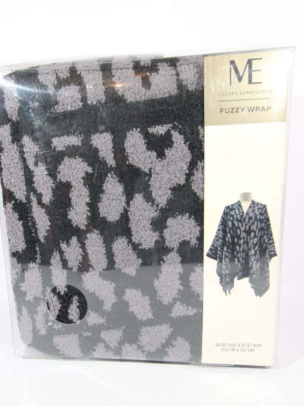 Modern Expressions Fuzzy Wrap in Grey and Black